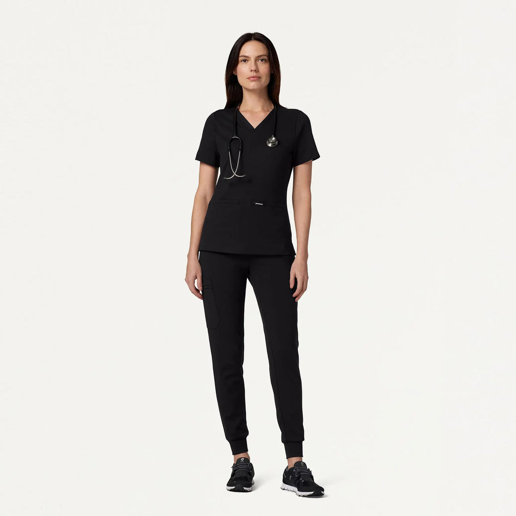 Jaanuu Scrubs Women's Cesi Slim ULTRAsoft Scrub Top Black | scrub-supply.com