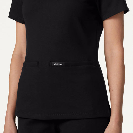 Jaanuu Scrubs Women's Cesi Slim ULTRAsoft Scrub Top Black | scrub-supply.com