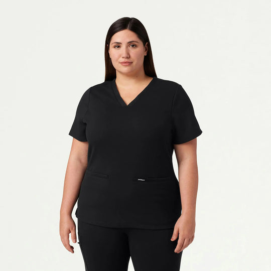 Jaanuu Scrubs Women's Cesi Slim ULTRAsoft Scrub Top Black | scrub-supply.com