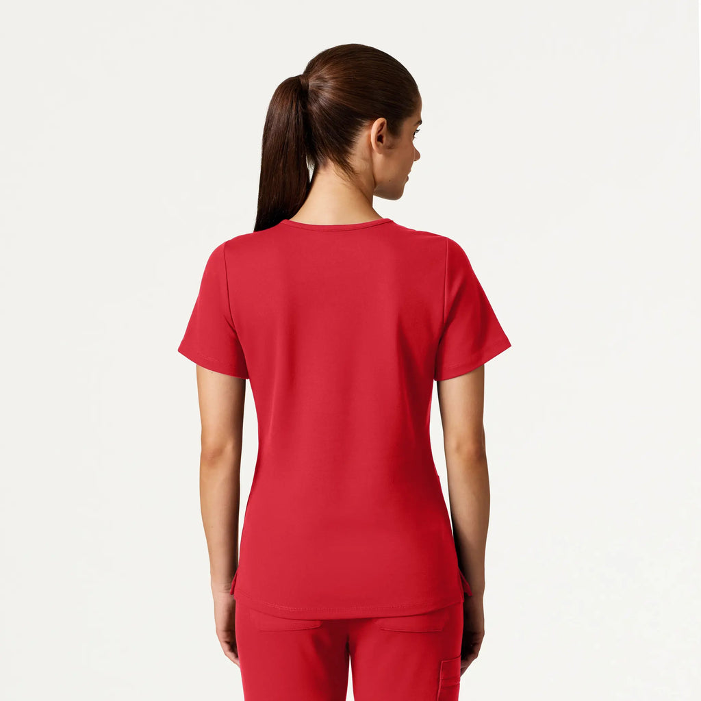 Jaanuu Scrubs Women's Cesi Slim ULTRAsoft Scrub Top Brilliant Red | scrub-supply.com