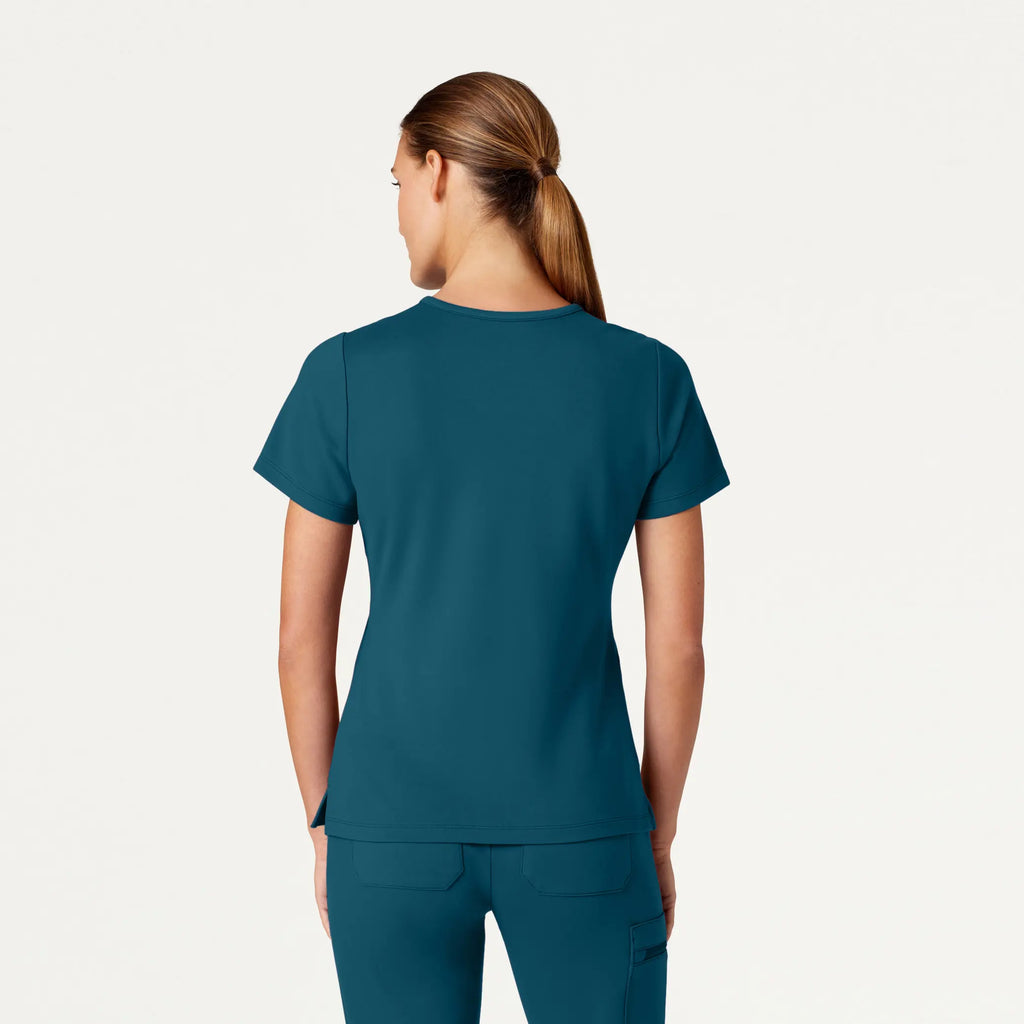 Jaanuu Scrubs Women's Cesi Slim ULTRAsoft Scrub Top Caribbean Blue | scrub-supply.com