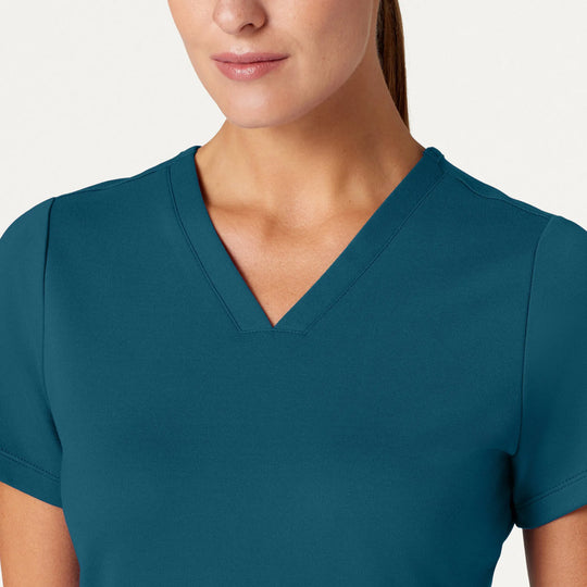 Jaanuu Scrubs Women's Cesi Slim ULTRAsoft Scrub Top Caribbean Blue | scrub-supply.com