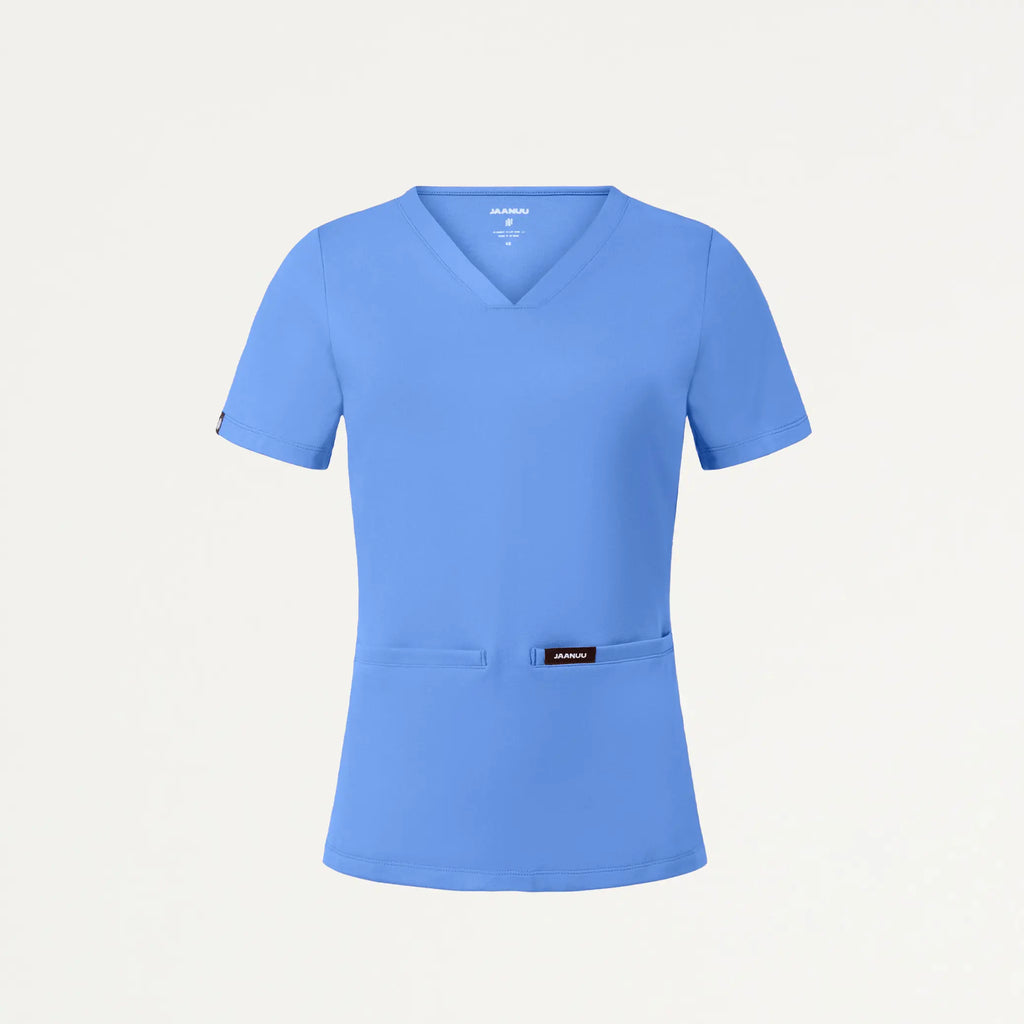 Jaanuu Scrubs Women's Cesi Slim ULTRAsoft Scrub Top Ceil Blue | scrub-supply.com