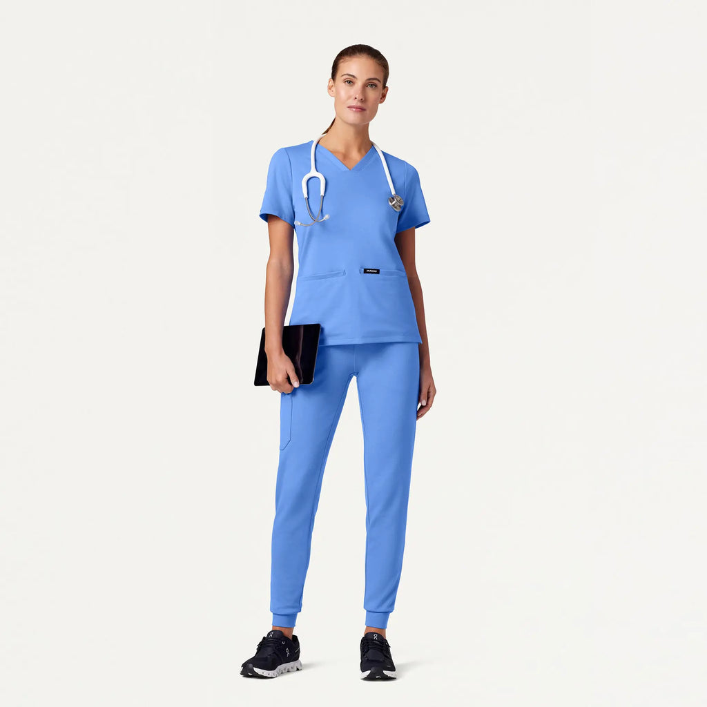 Jaanuu Scrubs Women's Cesi Slim ULTRAsoft Scrub Top Ceil Blue | scrub-supply.com