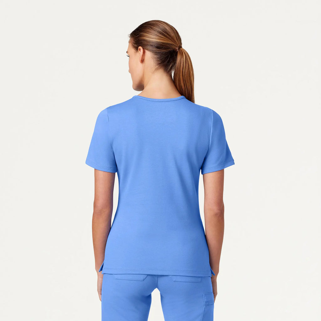 Jaanuu Scrubs Women's Cesi Slim ULTRAsoft Scrub Top Ceil Blue | scrub-supply.com