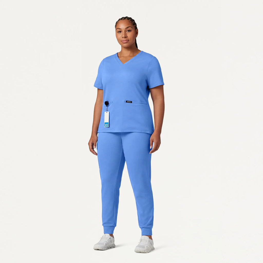 Jaanuu Scrubs Women's Cesi Slim ULTRAsoft Scrub Top Ceil Blue | scrub-supply.com