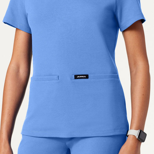 Jaanuu Scrubs Women's Cesi Slim ULTRAsoft Scrub Top Ceil Blue | scrub-supply.com
