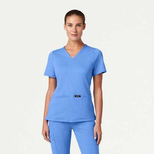 Jaanuu Scrubs Women's Cesi Slim ULTRAsoft Scrub Top Ceil Blue | scrub-supply.com
