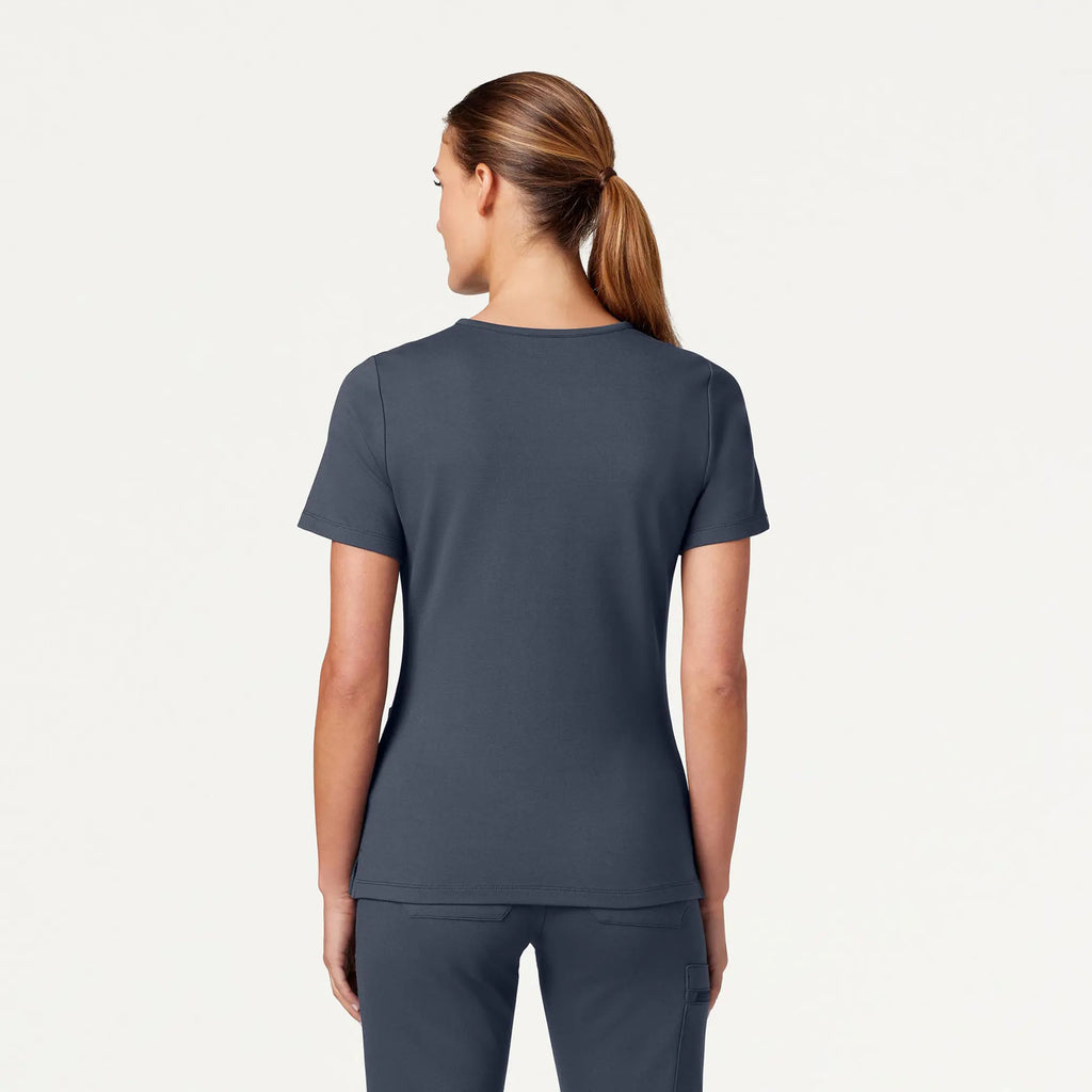 Jaanuu Scrubs Women's Cesi Slim ULTRAsoft Scrub Top Carbon Gray | scrub-supply.com