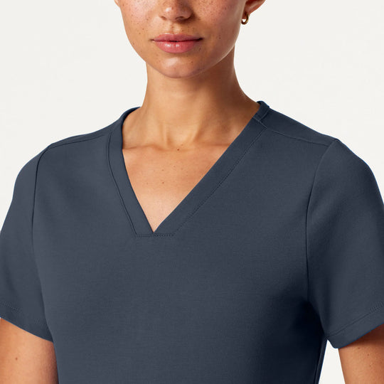 Jaanuu Scrubs Women's Cesi Slim ULTRAsoft Scrub Top Carbon Gray | scrub-supply.com