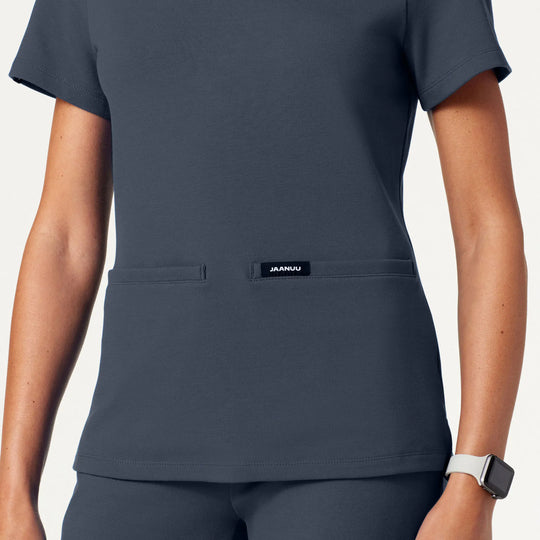 Jaanuu Scrubs Women's Cesi Slim ULTRAsoft Scrub Top Carbon Gray | scrub-supply.com