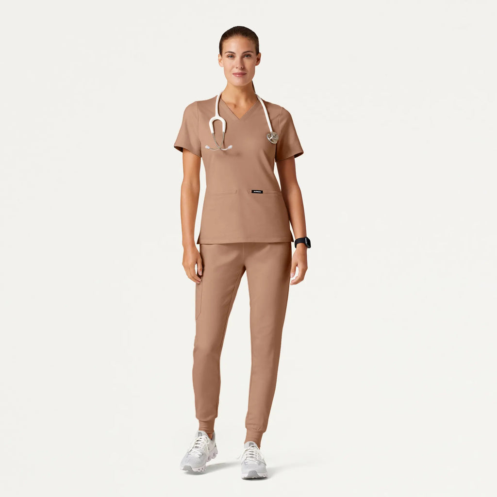 Jaanuu Scrubs Women's Cesi Slim ULTRAsoft Scrub Top Clay | scrub-supply.com