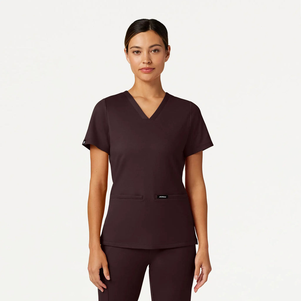 Jaanuu Scrubs Women's Cesi Slim ULTRAsoft Scrub Top Espresso | scrub-supply.com