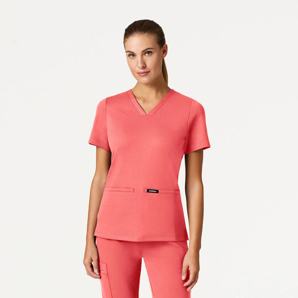 Jaanuu Scrubs Women's Cesi Slim ULTRAsoft Scrub Top Digital Pink | scrub-supply.com