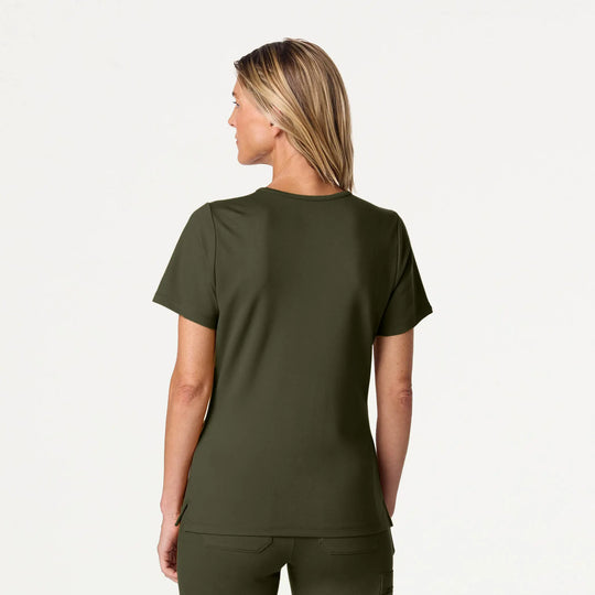 Jaanuu Scrubs Women's Cesi Slim ULTRAsoft Scrub Top Deep Olive | scrub-supply.com