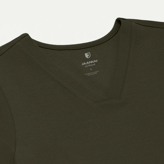 Jaanuu Scrubs Women's Cesi Slim ULTRAsoft Scrub Top Deep Olive | scrub-supply.com
