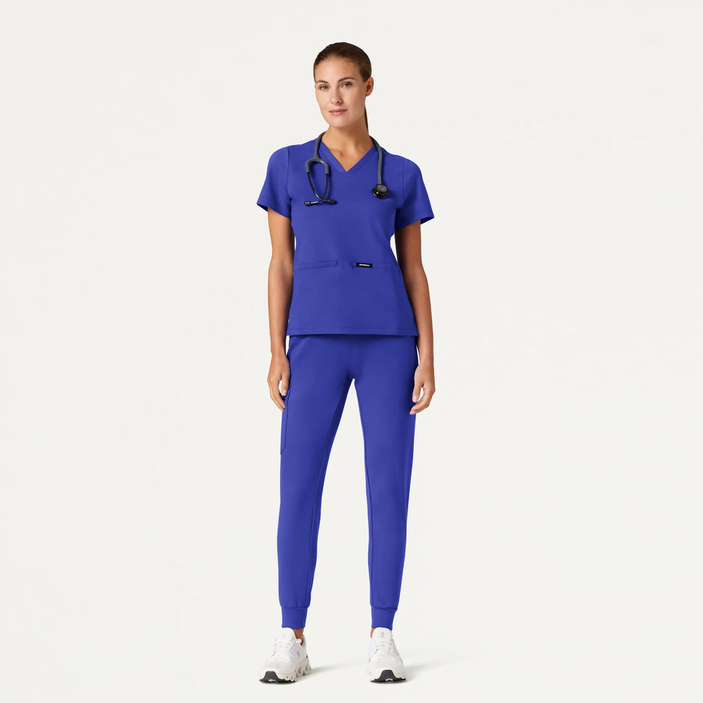 Jaanuu Scrubs Women's Cesi Slim ULTRAsoft Scrub Top Moon Blue | scrub-supply.com