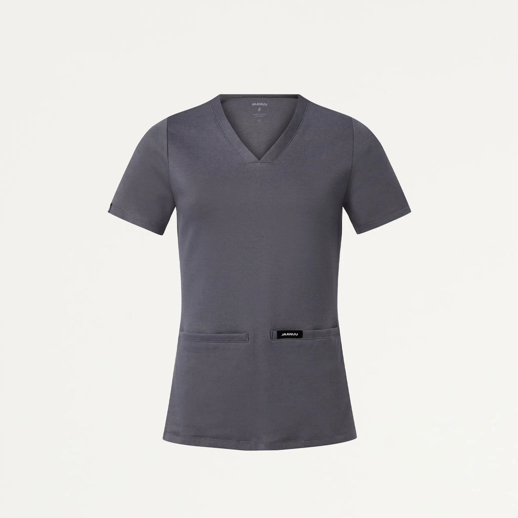 Jaanuu Scrubs Women's Cesi Slim ULTRAsoft Scrub Top Heather Gray | scrub-supply.com