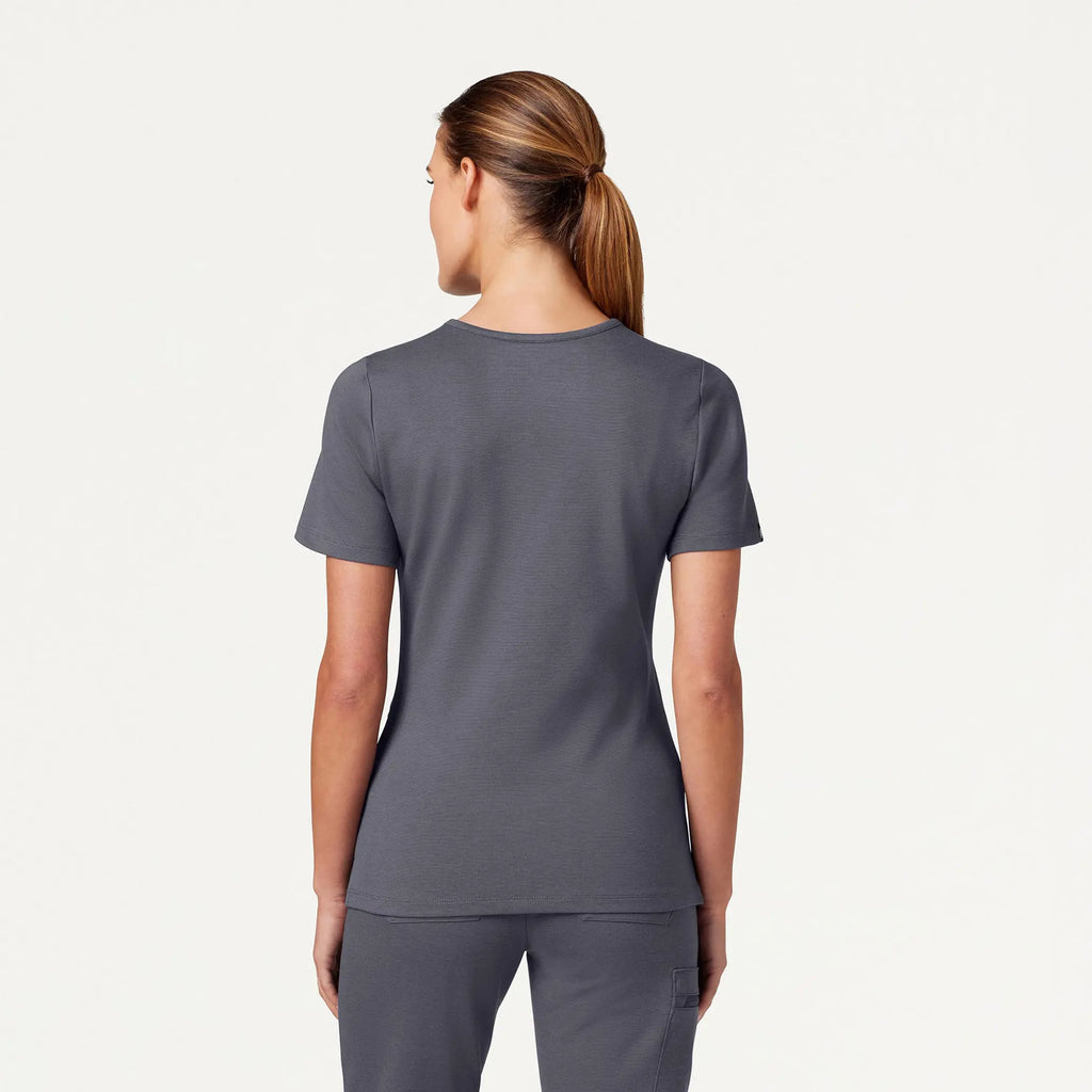 Jaanuu Scrubs Women's Cesi Slim ULTRAsoft Scrub Top Heather Gray | scrub-supply.com