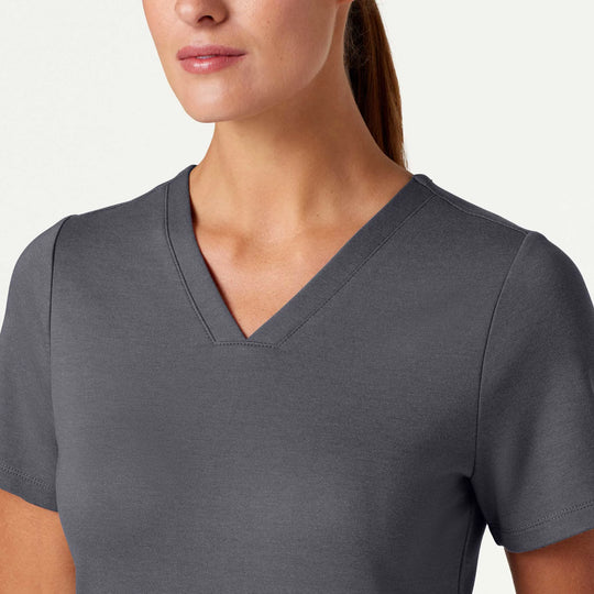 Jaanuu Scrubs Women's Cesi Slim ULTRAsoft Scrub Top Heather Gray | scrub-supply.com