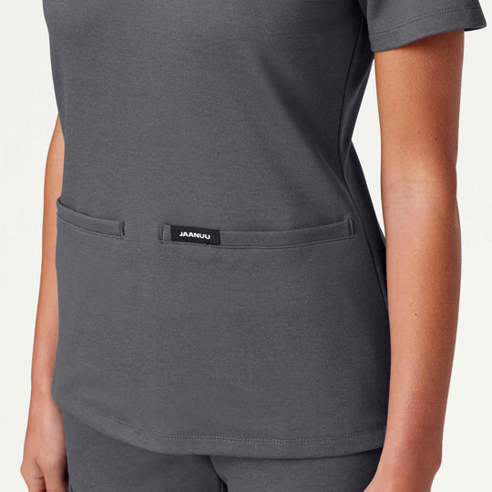 Jaanuu Scrubs Women's Cesi Slim ULTRAsoft Scrub Top Heather Gray | scrub-supply.com