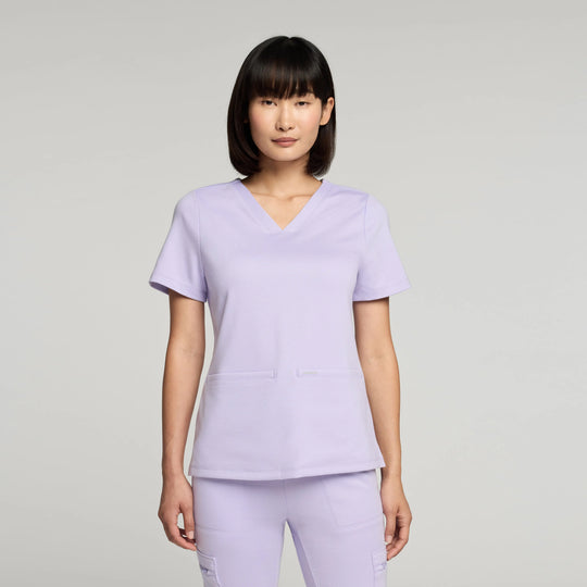 Jaanuu Scrubs Women's Cesi Slim ULTRAsoft Scrub Top Lavender | scrub-supply.com