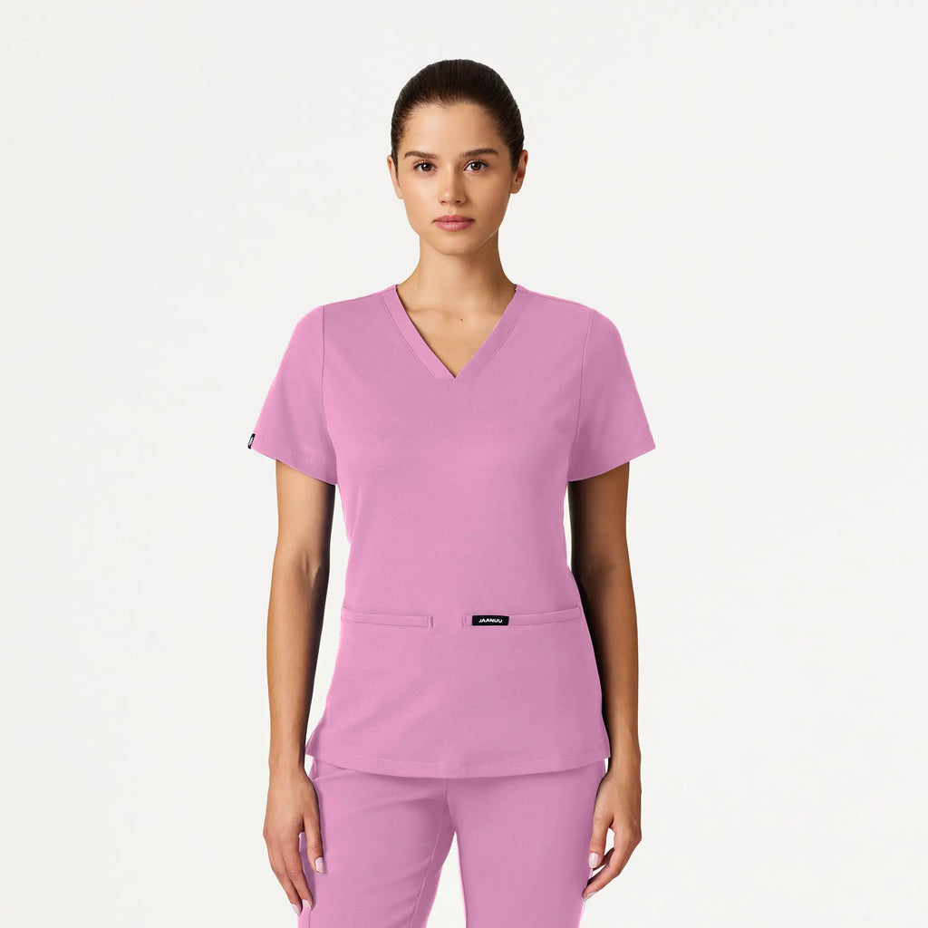 Jaanuu Scrubs Women's Cesi Slim ULTRAsoft Scrub Top Light Magenta | scrub-supply.com