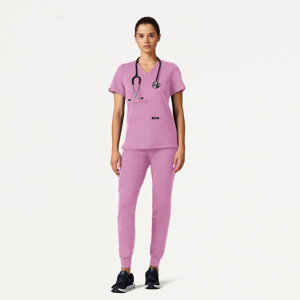 Jaanuu Scrubs Women's Cesi Slim ULTRAsoft Scrub Top Light Magenta | scrub-supply.com