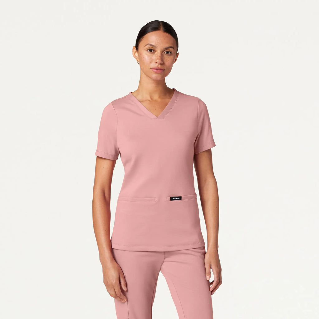 Jaanuu Scrubs Women's Cesi Slim ULTRAsoft Scrub Top Mauve | scrub-supply.com