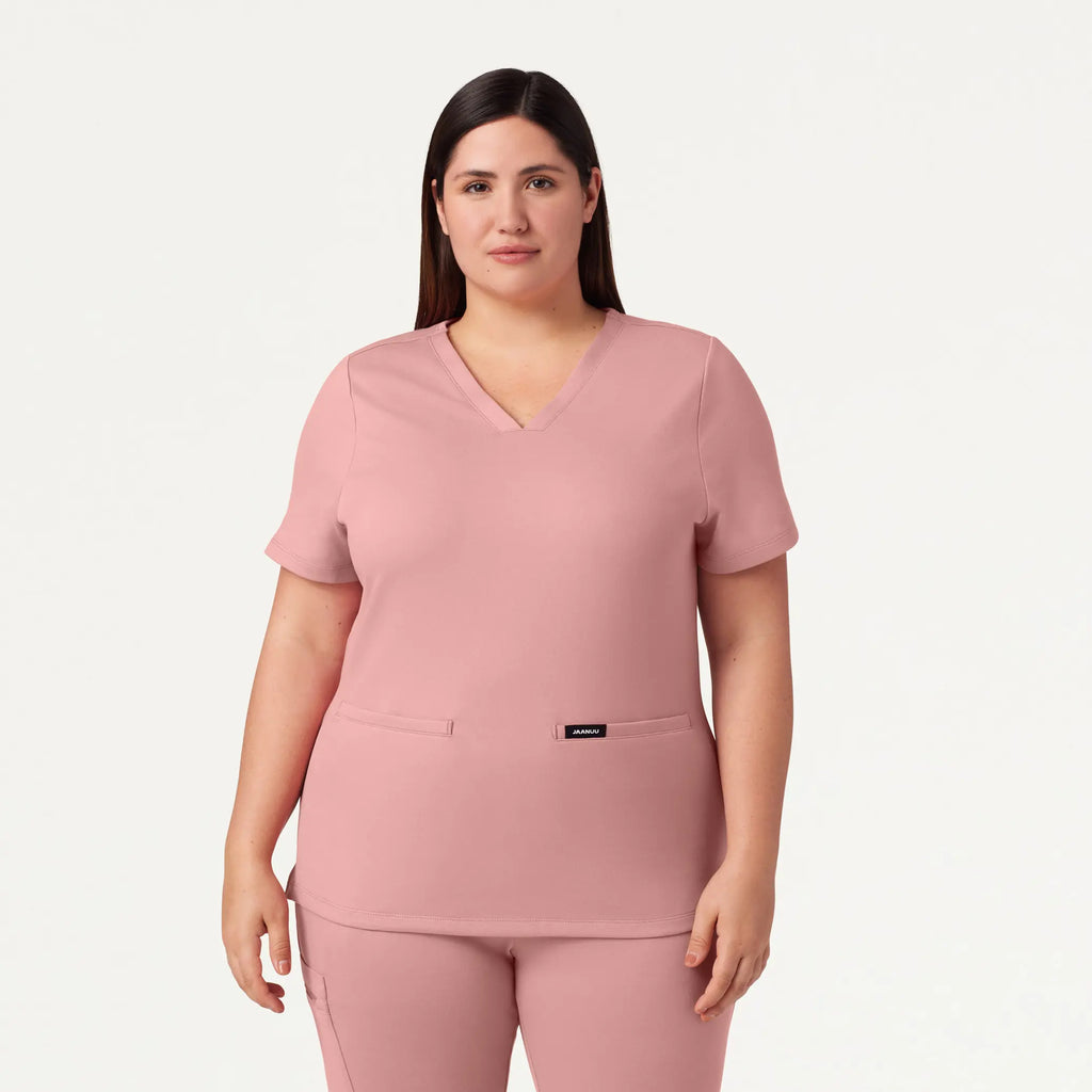 Jaanuu Scrubs Women's Cesi Slim ULTRAsoft Scrub Top Mauve | scrub-supply.com