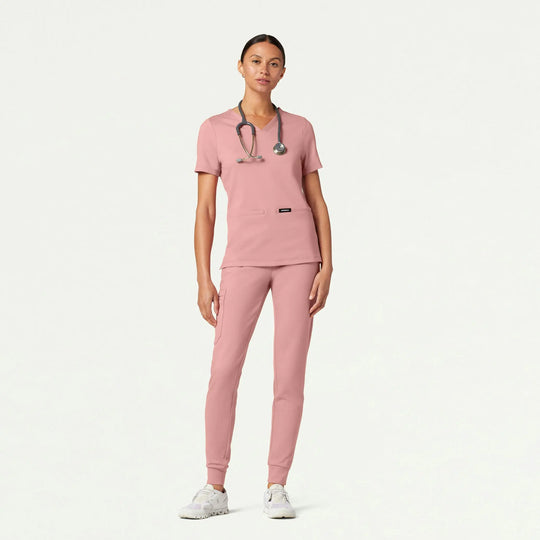 Jaanuu Scrubs Women's Cesi Slim ULTRAsoft Scrub Top Mauve | scrub-supply.com