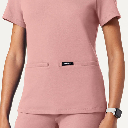 Jaanuu Scrubs Women's Cesi Slim ULTRAsoft Scrub Top Mauve | scrub-supply.com