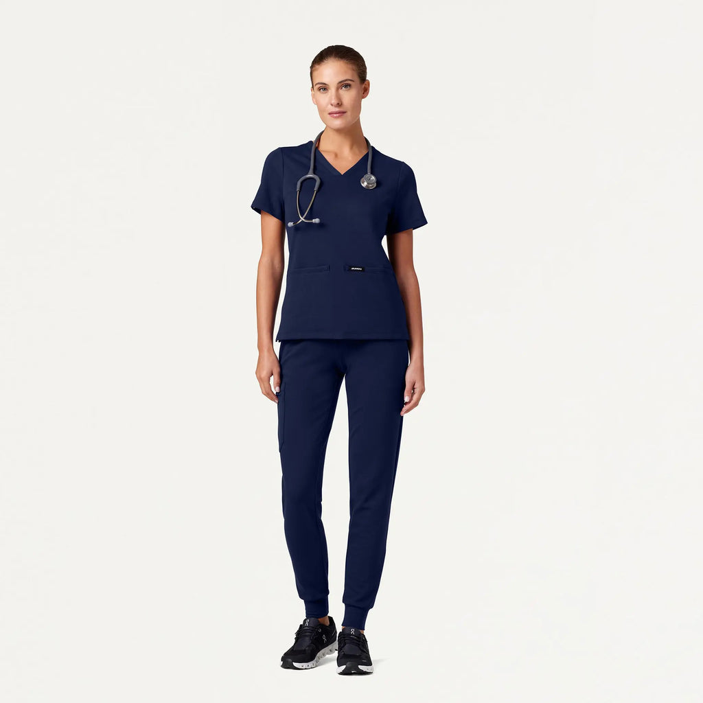 Jaanuu Scrubs Women's Cesi Slim ULTRAsoft Scrub Top Midnight Navy | scrub-supply.com