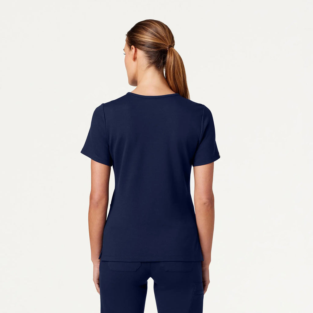 Jaanuu Scrubs Women's Cesi Slim ULTRAsoft Scrub Top Midnight Navy | scrub-supply.com