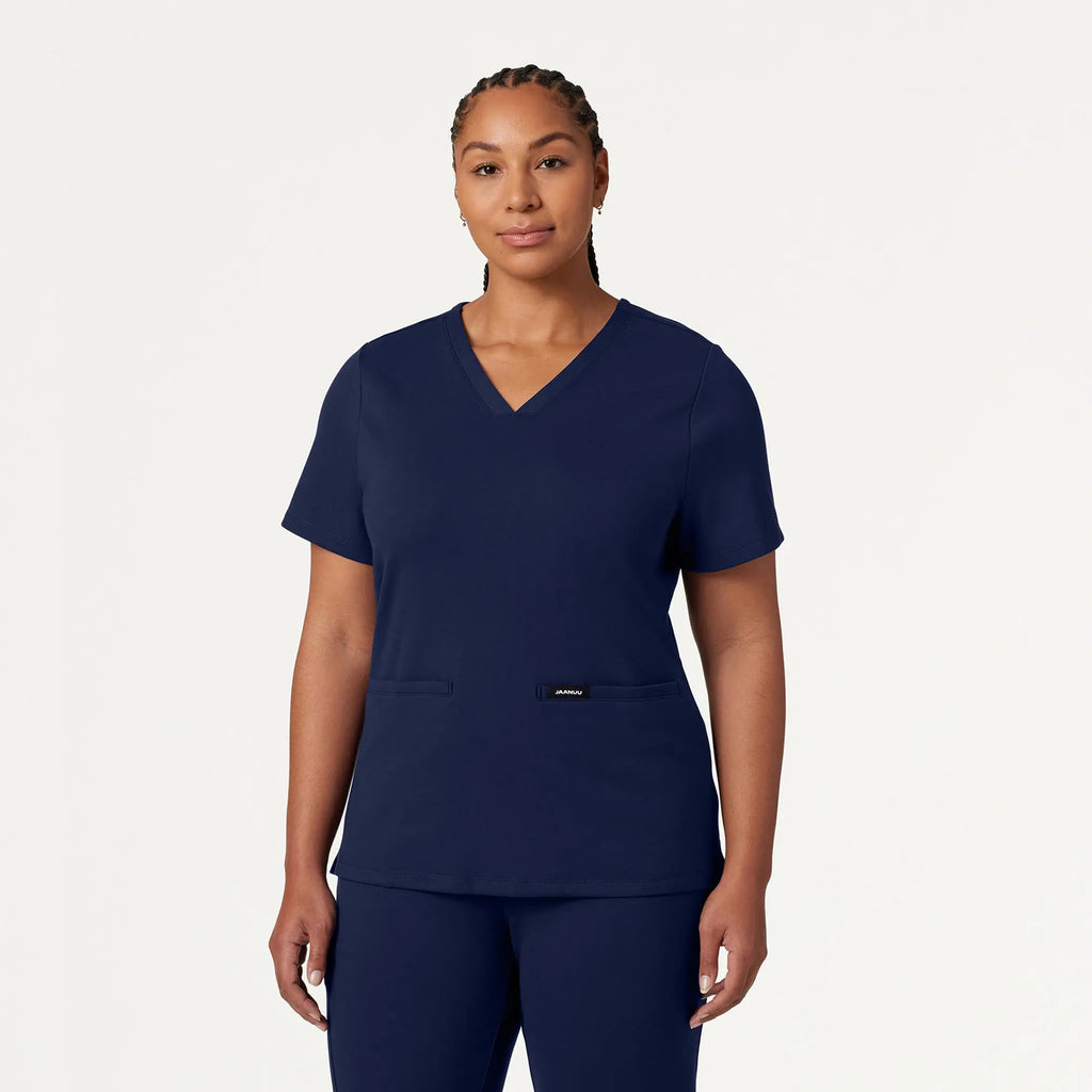 Jaanuu Scrubs Women's Cesi Slim ULTRAsoft Scrub Top Midnight Navy | scrub-supply.com