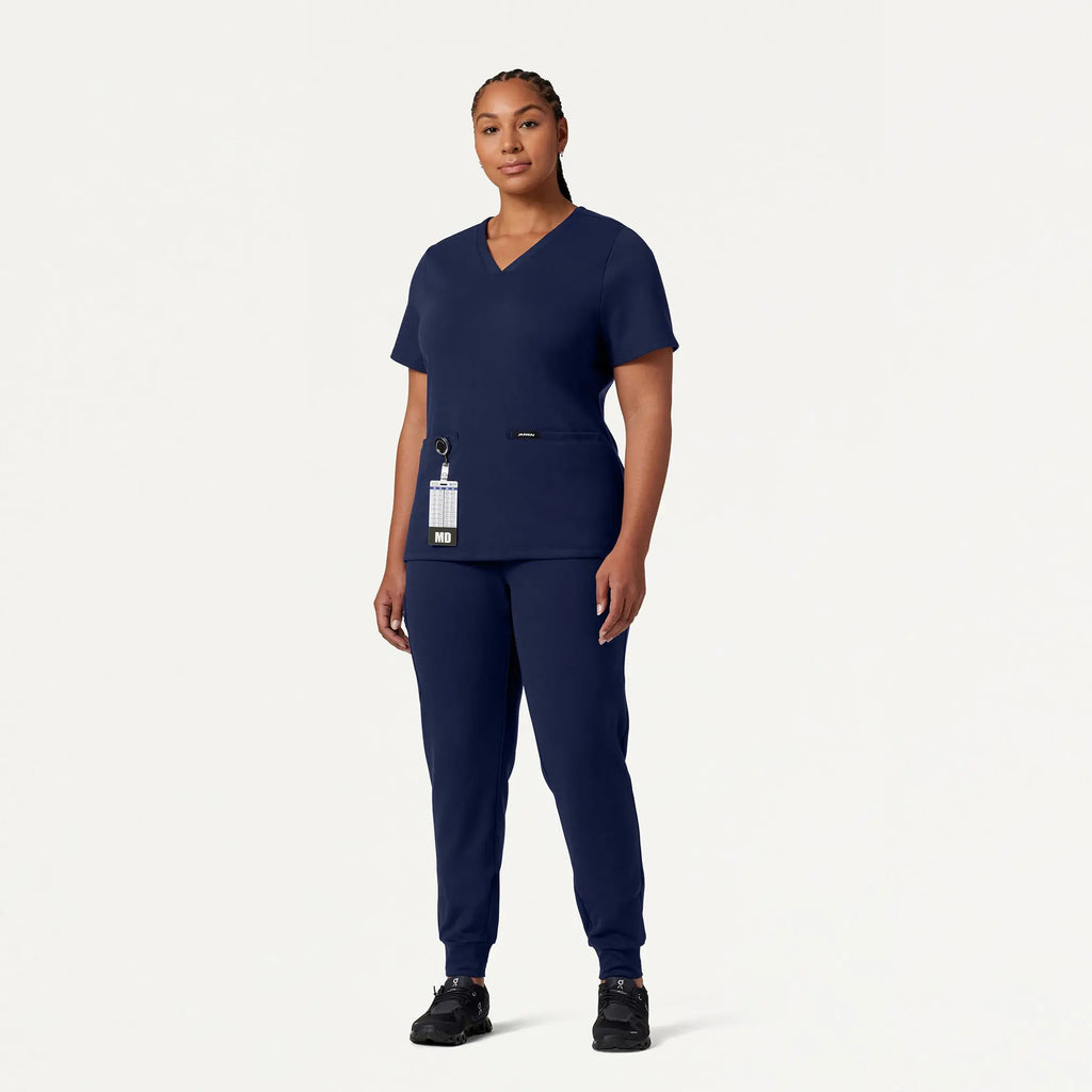 Jaanuu Scrubs Women's Cesi Slim ULTRAsoft Scrub Top Midnight Navy | scrub-supply.com