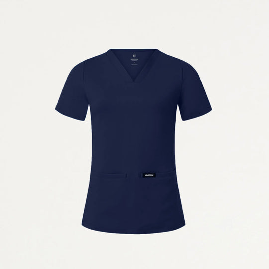 Jaanuu Scrubs Women's Cesi Slim ULTRAsoft Scrub Top Midnight Navy | scrub-supply.com