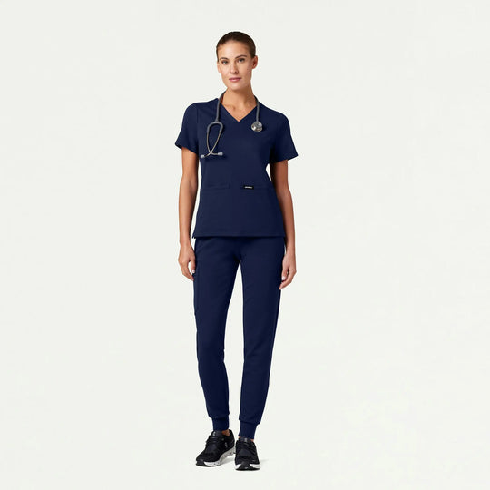 Jaanuu Scrubs Women's Cesi Slim ULTRAsoft Scrub Top Midnight Navy | scrub-supply.com