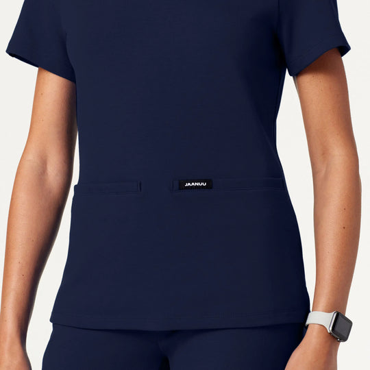 Jaanuu Scrubs Women's Cesi Slim ULTRAsoft Scrub Top Midnight Navy | scrub-supply.com