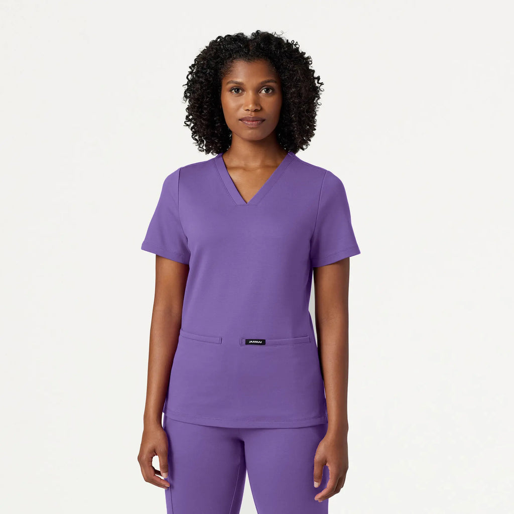 Jaanuu Scrubs Women's Cesi Slim ULTRAsoft Scrub Top Violet | scrub-supply.com