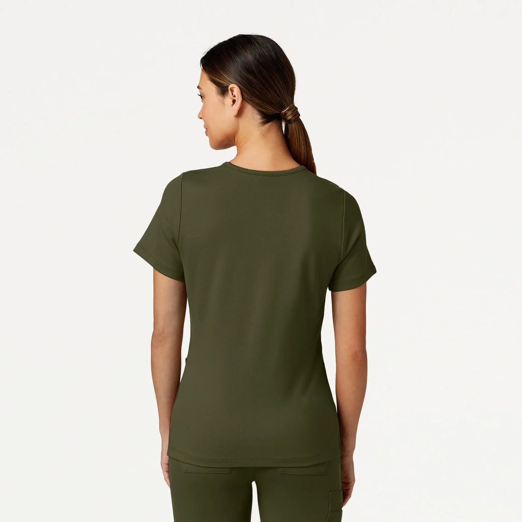 Jaanuu Scrubs Women's Cesi Slim ULTRAsoft Scrub Top Olive | scrub-supply.com