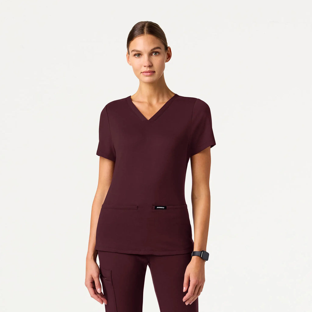 Jaanuu Scrubs Women's Cesi Slim ULTRAsoft Scrub Top Redwood | scrub-supply.com