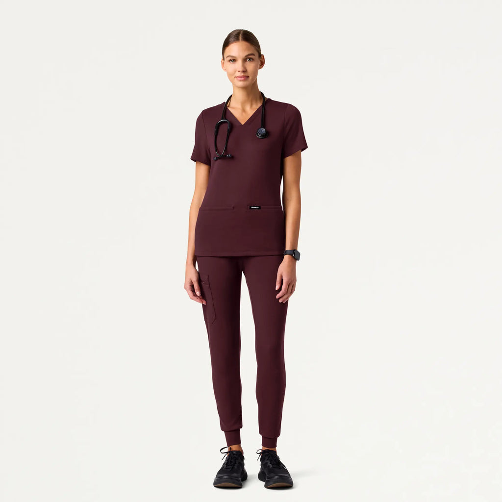 Jaanuu Scrubs Women's Cesi Slim ULTRAsoft Scrub Top Redwood | scrub-supply.com