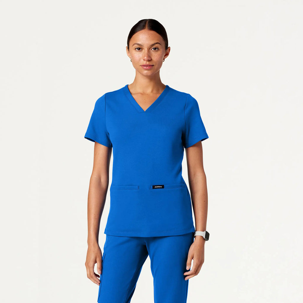 Jaanuu Scrubs Women's Cesi Slim ULTRAsoft Scrub Top Royal Blue | scrub-supply.com