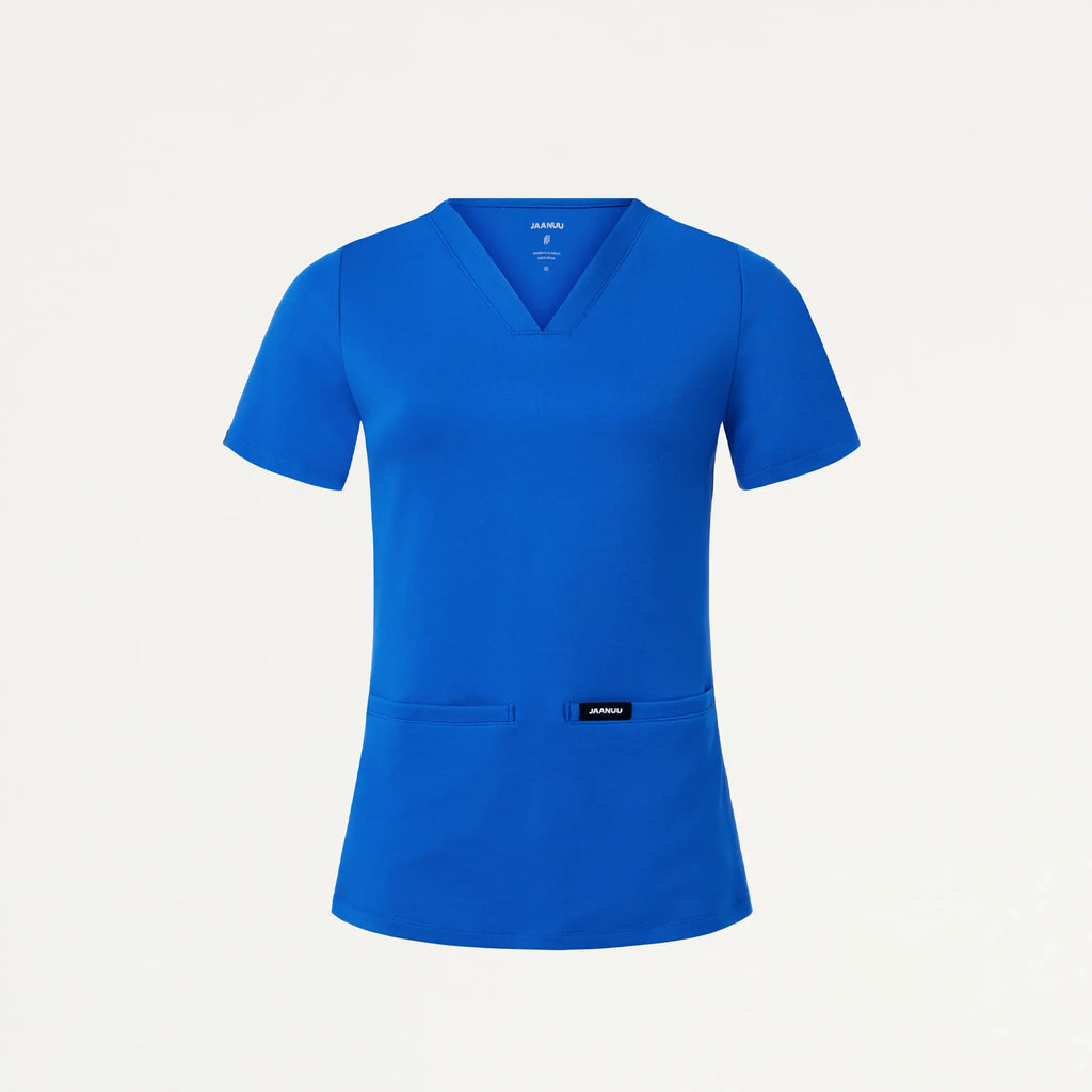 Jaanuu Scrubs Women's Cesi Slim ULTRAsoft Scrub Top Royal Blue | scrub-supply.com