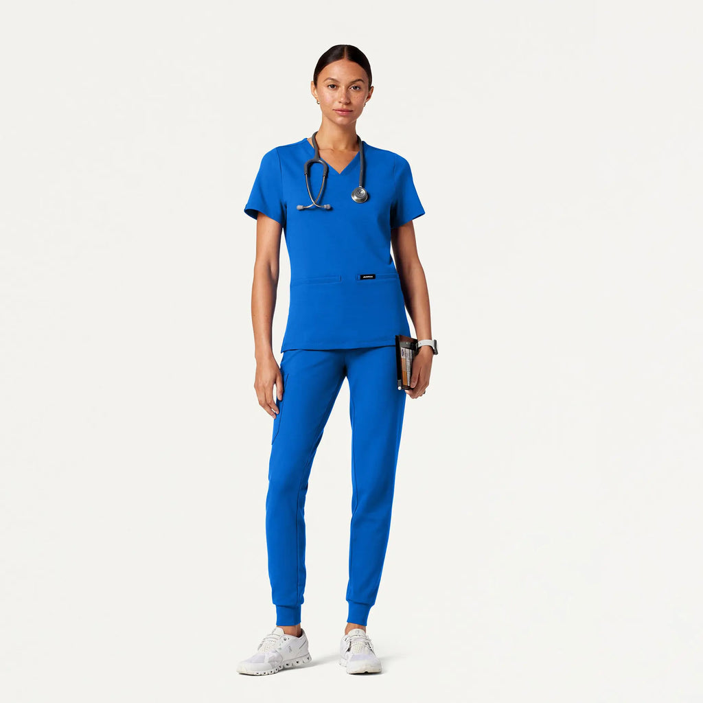 Jaanuu Scrubs Women's Cesi Slim ULTRAsoft Scrub Top Royal Blue | scrub-supply.com