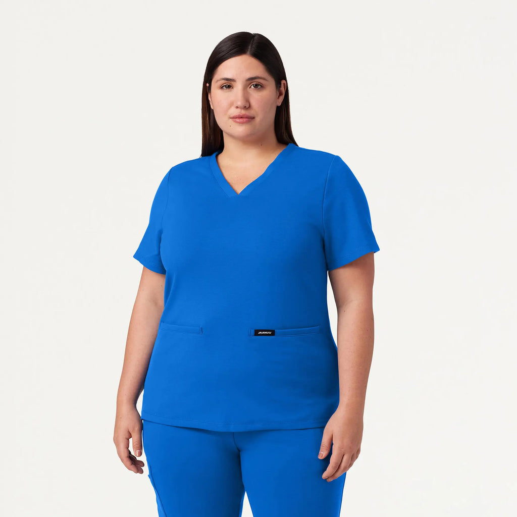 Jaanuu Scrubs Women's Cesi Slim ULTRAsoft Scrub Top Royal Blue | scrub-supply.com