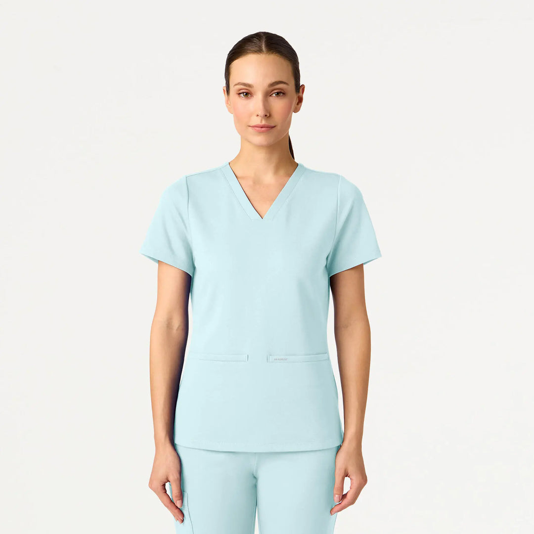 Jaanuu Scrubs Women's Cesi Slim ULTRAsoft Scrub Top Sky Blue | scrub-supply.com