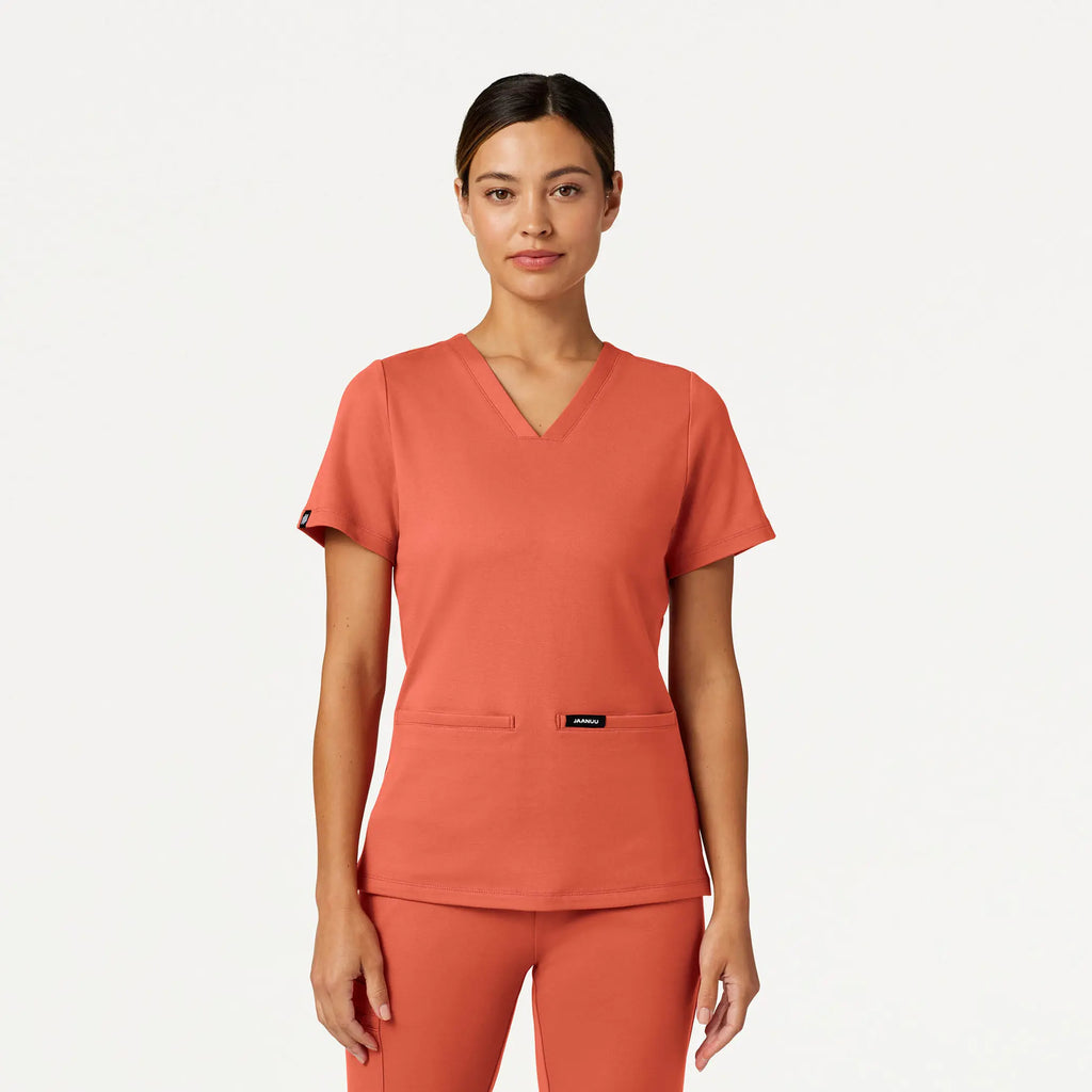 Jaanuu Scrubs Women's Cesi Slim ULTRAsoft Scrub Top Terra | scrub-supply.com