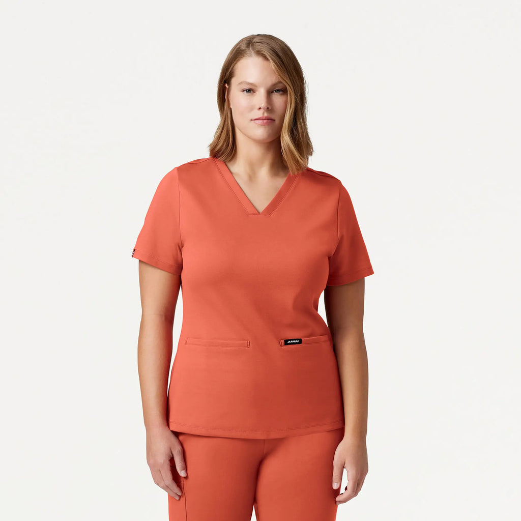 Jaanuu Scrubs Women's Cesi Slim ULTRAsoft Scrub Top Terra | scrub-supply.com